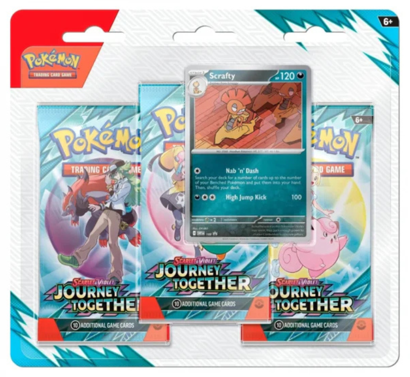 Pokemon Journey Together 3-pk Blister - Scrafty (Engelsk)