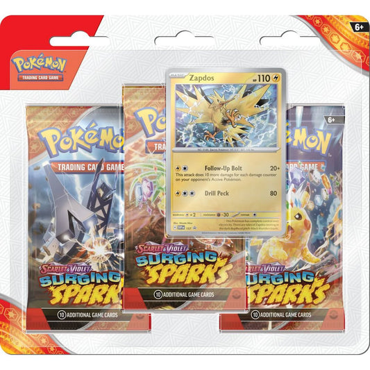Pokemon Surging Sparks 3-pk Blister - Zapdos (Engelsk)