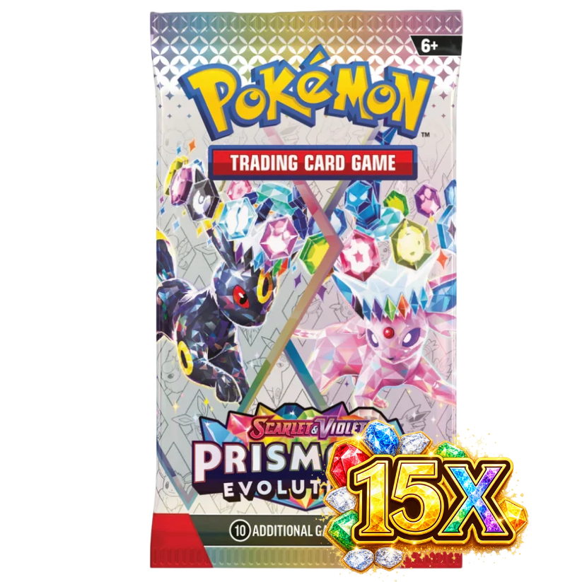 15x Pokemon Prismatic Evolutions Booster Pack (Engelsk)
